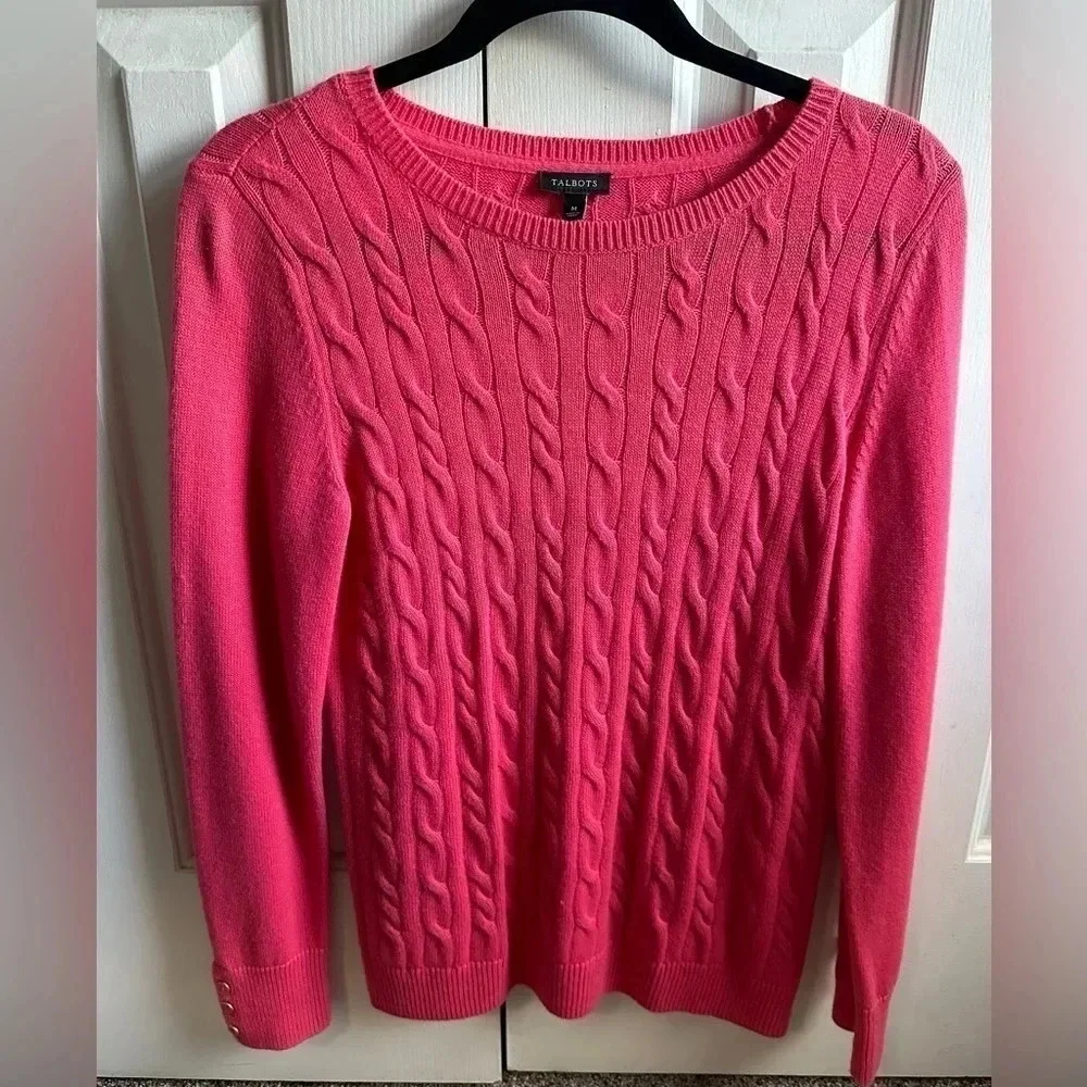 Talbots cable knit women’s sweater crew neck size M
